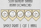 Happy 50th Birthday Banner Printable Free 50th Birthday Banner Chevron Black and Gold by