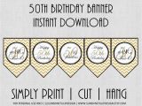 Happy 50th Birthday Banner Printable Free 50th Birthday Banner Chevron Black and Gold by