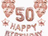 Happy 50th Birthday Banner Rose Gold 50th Birthday Decorations Amazon Co Uk
