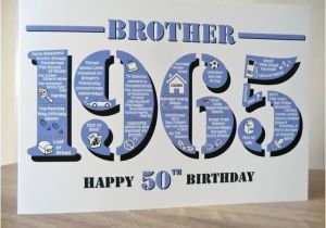 Happy 50th Birthday Brother Cards Happy 50th Birthday Brother Card Born In 1965 Folksy