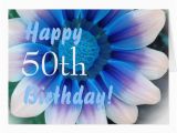 Happy 50th Birthday Flowers Happy 50th Birthday with Magic Blue Flower Card Zazzle