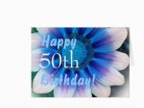 Happy 50th Birthday Flowers Happy 50th Birthday with Magic Blue Flower Greeting Card