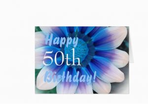 Happy 50th Birthday Flowers Happy 50th Birthday with Magic Blue Flower Greeting Card