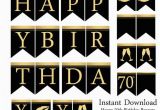 Happy 50th Birthday Printable Banners Instant Download Black Silver Birthday Banners Printable