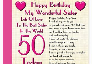 Happy 50th Birthday Sister Card 50th Birthday Gift for My Sister Gift Ftempo