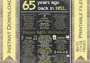 Happy 65th Birthday Meme 65th Birthday for Her 65th Birthday Sign Back In 1952 Happy