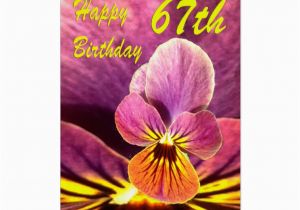 Happy 67th Birthday Cards Happy 67th Birthday Flower Pansy Card Zazzle