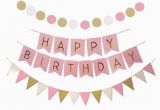 Happy 7 Birthday Banner Aliexpress Com Buy 3pcs Pink Gold Happy Birthday Bunting