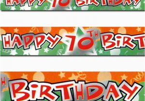 Happy 70th Birthday Banner Images 12ft orange Green Happy 70th Birthday Party Foil Banner