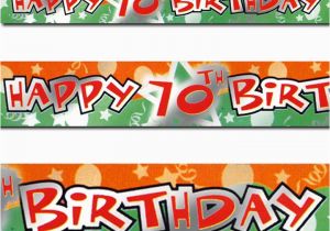 Happy 70th Birthday Banner Images 12ft orange Green Happy 70th Birthday Party Foil Banner
