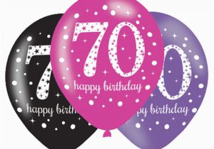 Happy 70th Birthday Decorations 6 X 70th Birthday Balloons Black Pink Lilac Party