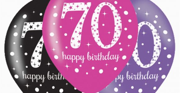 Happy 70th Birthday Decorations 6 X 70th Birthday Balloons Black Pink Lilac Party