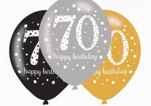 Happy 70th Birthday Decorations 6 X 70th Birthday Balloons Black Silver Gold Party