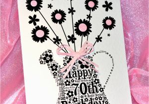 Happy 70th Birthday Flowers 70th Happy Birthday Flower Sparkle Card by Sew Very