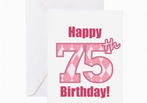 Happy 75th Birthday Cards Happy 75th Birthday Pink Argyle Greeting Cards by