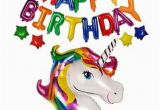 Happy 7th Birthday Banner Clipart Happy Birthday Letter with Rainbow Unicorn Foil Balloons