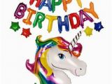Happy 7th Birthday Banner Clipart Happy Birthday Letter with Rainbow Unicorn Foil Balloons