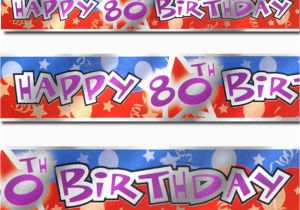 Happy 80th Birthday Decorations 12ft Blue Red Happy 80th Birthday Party Foil Banner