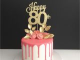 Happy 80th Birthday Decorations Any Age 80th Birthday Cake topper Happy 80th Cake topper