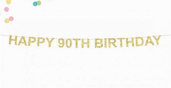 Happy 90th Birthday Banners Happy 90th Birthday Glitter Banner 90th Birthday Party