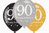 Happy 90th Birthday Decorations 6 X 90th Birthday Balloons Black Silver Gold Party