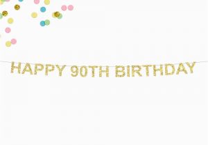 Happy 90th Birthday Decorations Happy 90th Birthday Glitter Banner 90th Birthday Party