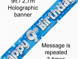 Happy 9th Birthday Banners Blue Holographic Happy 9th Birthday Banner 2 7m P1