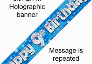 Happy 9th Birthday Banners Blue Holographic Happy 9th Birthday Banner 2 7m P1