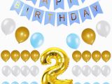 Happy Birthday Balloon Banner Blue Amawill Baby Boy 2nd Birthday Set Happy Birthday Blue