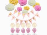 Happy Birthday Balloon Banner Blue Pink Blue Happy Birthday Banner Gold Confetti Balloons