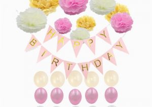 Happy Birthday Balloon Banner Blue Pink Blue Happy Birthday Banner Gold Confetti Balloons