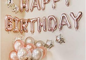 Happy Birthday Balloon Banner Gold Amazon Com Balloonpop Rose Gold Happy Birthday Balloon