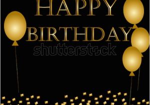 Happy Birthday Balloon Banner Gold Balloons Happy Birthday On Black Gold Stock Vector