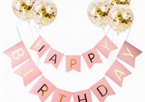 Happy Birthday Balloon Banner Rose Gold Qifu Rose Gold Banner Happy Birthday Bunting Banner Decor