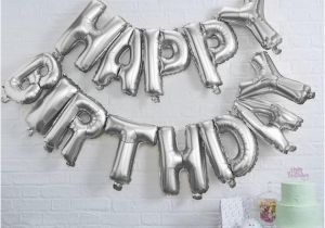 Happy Birthday Balloon Banner Silver asda Happy Birthday Balloon Bunting Silver Balloons Party