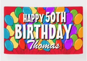 Happy Birthday Balloon Banner Uk 50th Birthday Posters Prints Zazzle Uk