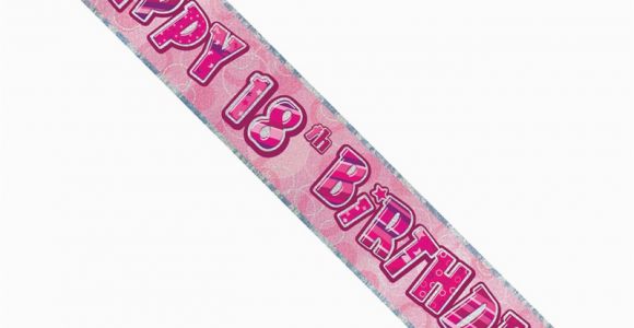 Happy Birthday Banner 18th Banner Foil Pink Glitz Happy 18th Birthday Banners