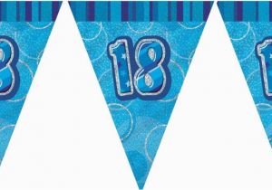 Happy Birthday Banner 18th Blue Glitz 18th Birthday Flag Banner