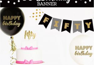 Happy Birthday Banner 50s Happy 50th Birthday Banner 50th Birthday Decorations 50th