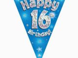 Happy Birthday Banner 65th Party Bunting Happy 16th Birthday Blue Holographic 11