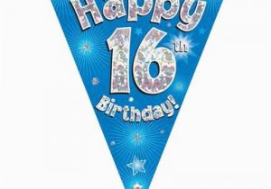 Happy Birthday Banner 65th Party Bunting Happy 16th Birthday Blue Holographic 11