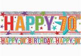 Happy Birthday Banner 70th Holographic Happy 70th Birthday Multi Coloured Foil Banner