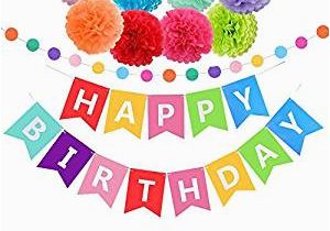 Happy Birthday Banner Amazon Prime Amazon Com Upower Birthday Decorations Rainbow Happy
