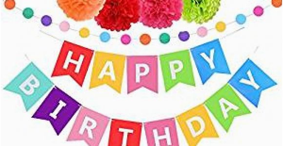 Happy Birthday Banner Amazon Prime Amazon Com Upower Birthday Decorations Rainbow Happy