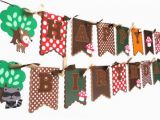 Happy Birthday Banner Animal theme Happy Birthday Banner Woodland Animal Party theme Flag