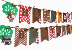 Happy Birthday Banner Animal theme Happy Birthday Banner Woodland Animal Party theme Flag