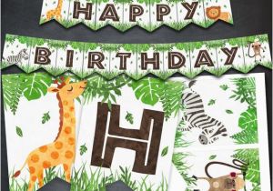 Happy Birthday Banner Animal theme Safari Banner Safari Happy Birthday Banner Jungle Banner