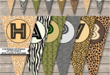 Happy Birthday Banner Animal theme Safari Party Printables Invitations Decorations Zoo theme