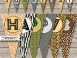 Happy Birthday Banner Animal theme Safari Party Printables Invitations Decorations Zoo theme