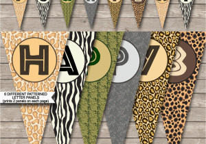 Happy Birthday Banner Animal theme Safari Party Printables Invitations Decorations Zoo theme